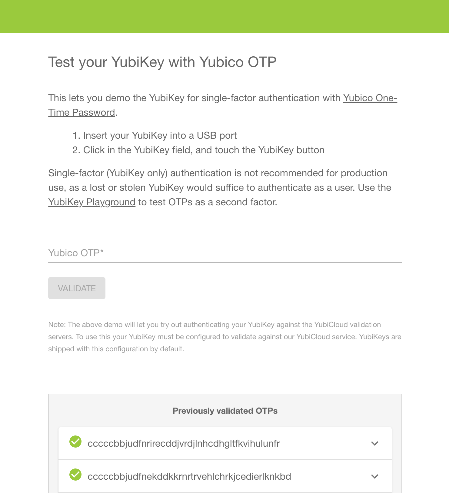 YubiKey Validate